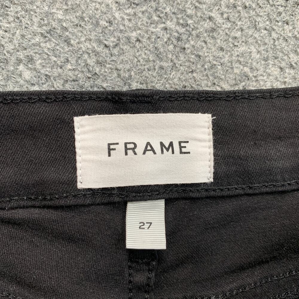 Frame Jeans Womens 27 Black Denim Le High Rise Straight Leg Zip Fly Stretch - Picture 5 of 10
